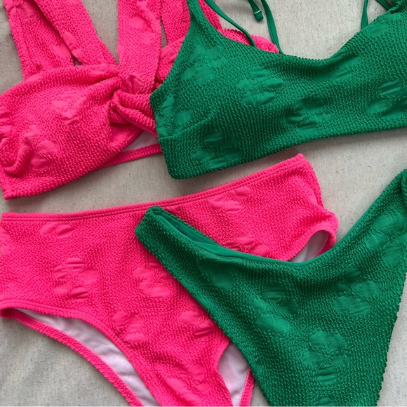 NEW full bikini set green floral swimwear with adjustable straps - Picture 10 of 12